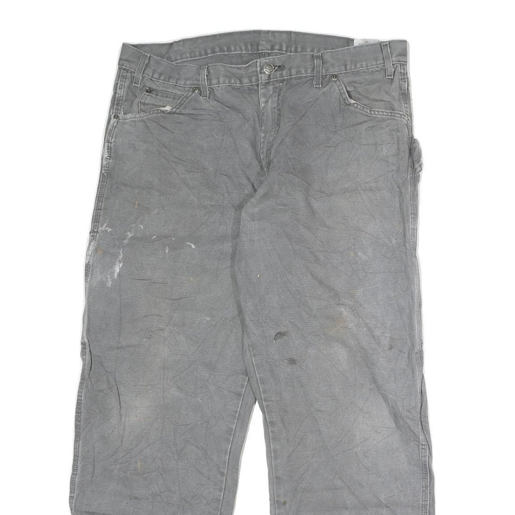 DICKIES Mens Slim Grey Cotton Jeans W38 L29 Workwear Durable Zip Closure