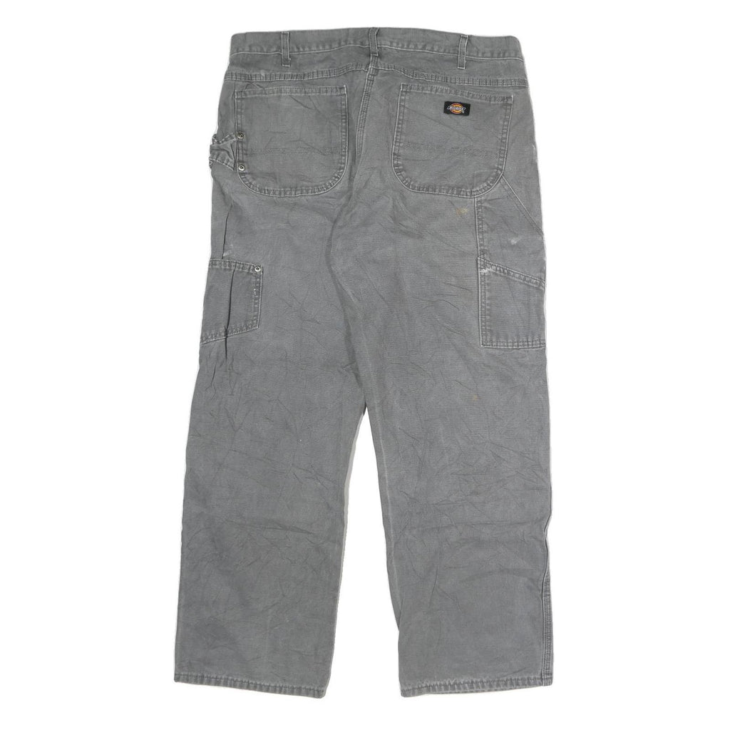 DICKIES Mens Slim Grey Cotton Jeans W38 L29 Workwear Durable Zip Closure