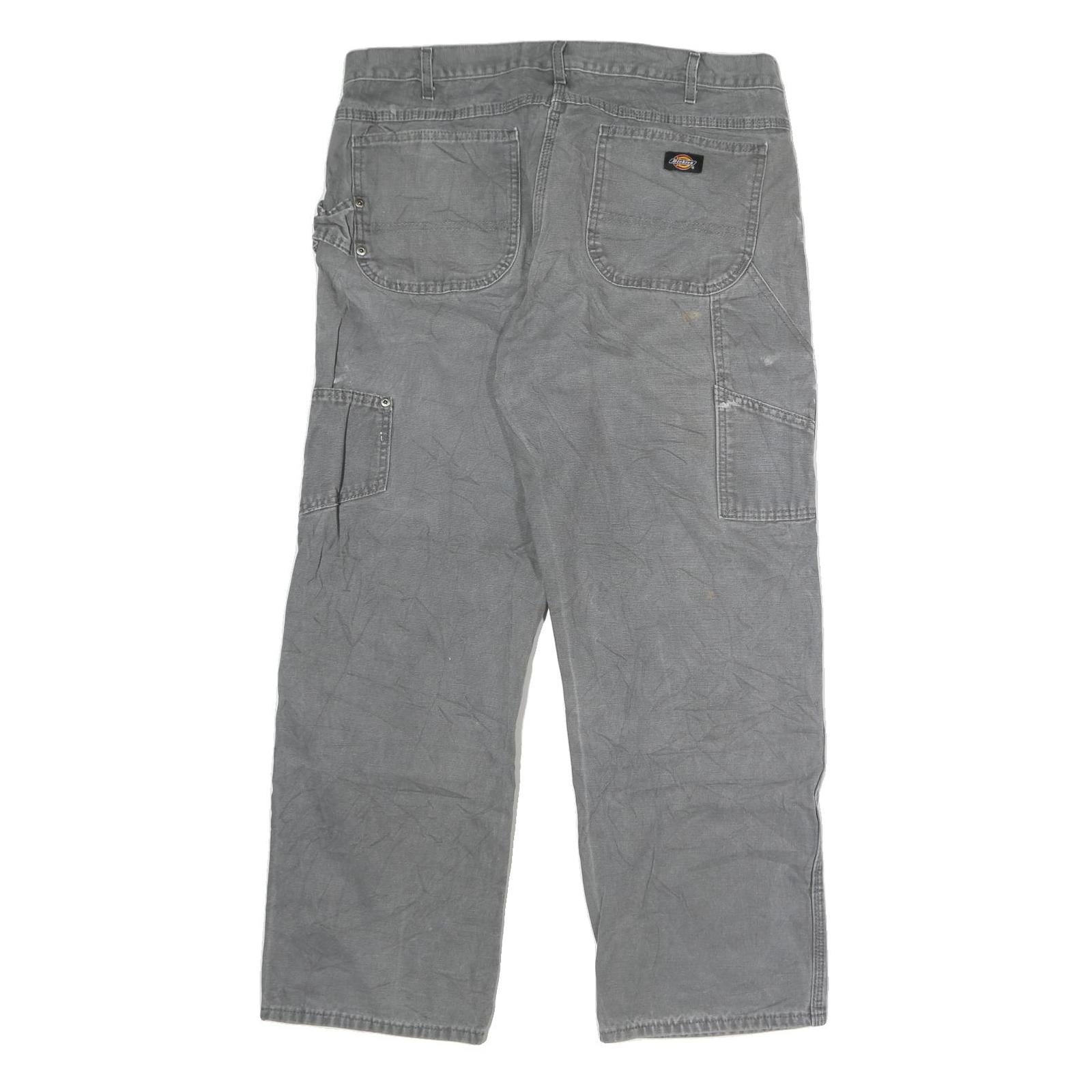 DICKIES Mens Slim Grey Cotton Jeans W38 L29 Workwear Durable Zip Closure