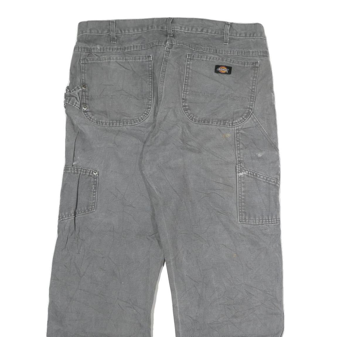 DICKIES Mens Slim Grey Cotton Jeans W38 L29 Workwear Durable Zip Closure