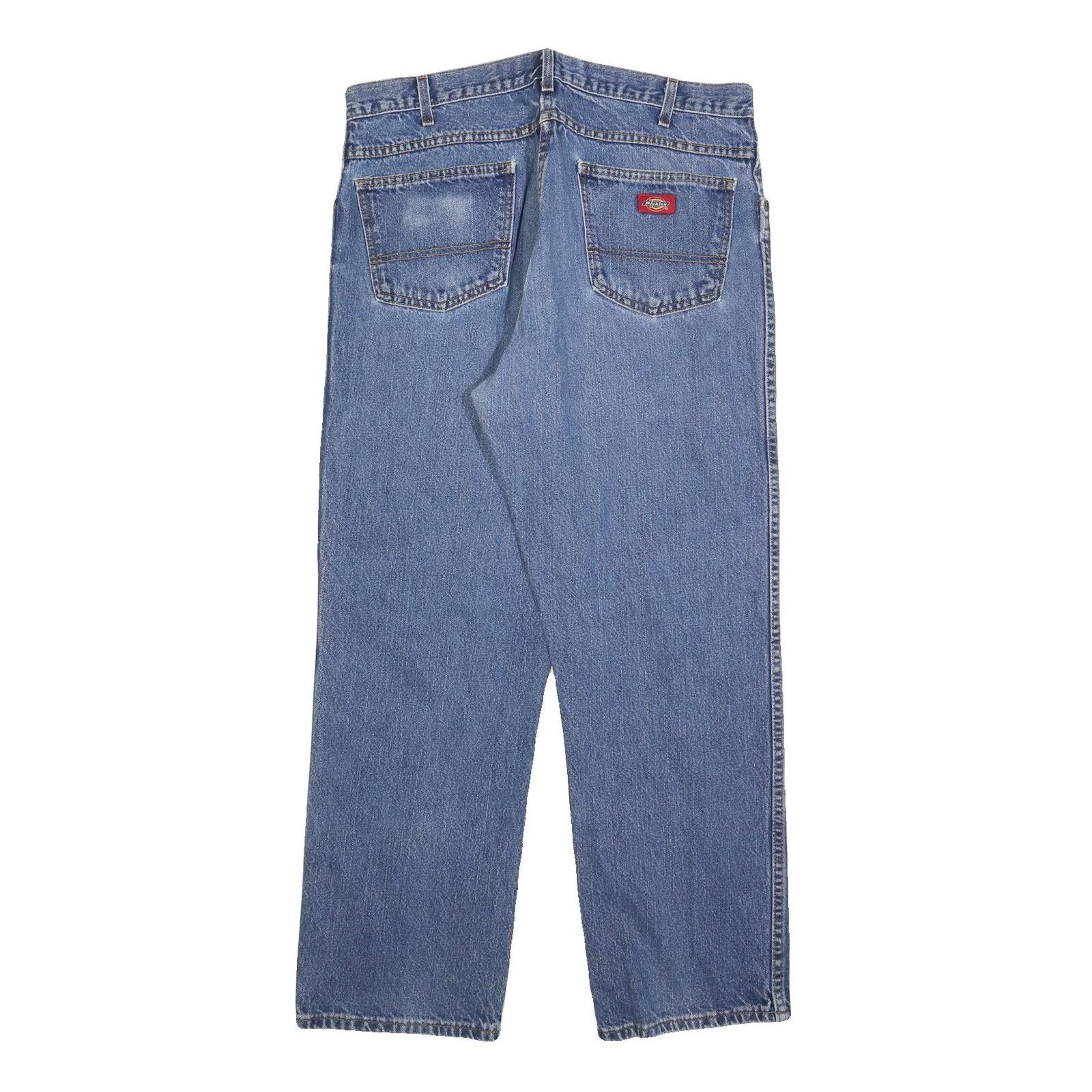 DICKIES Mens Relaxed Blue Denim Jeans W36 L30 Workwear Zip Closure