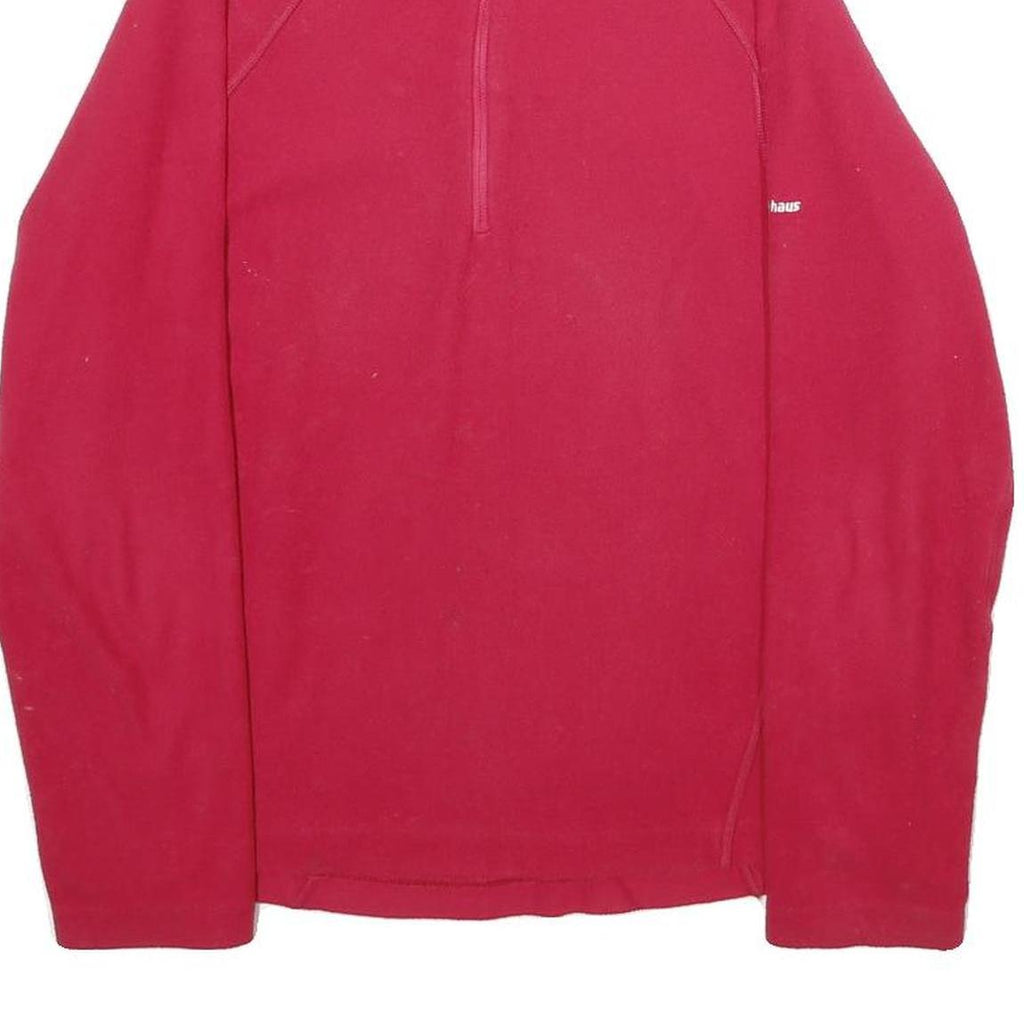 BERGHAUS Womens Red Plain Activewear Jumper 1/4 Zip Polyester UK 10 Fleece