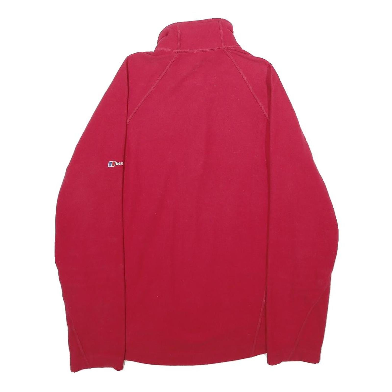 BERGHAUS Womens Red Plain Activewear Jumper 1/4 Zip Polyester UK 10 Fleece