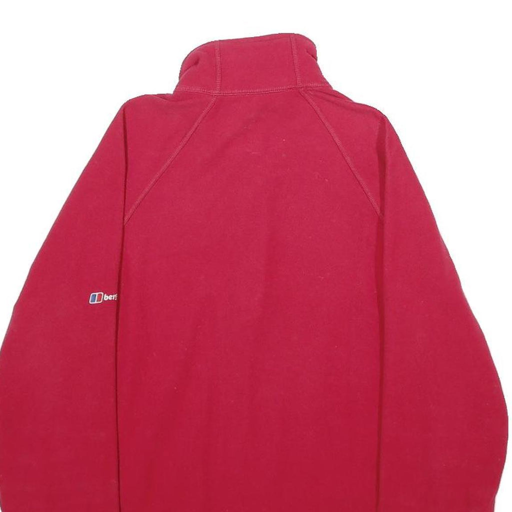 BERGHAUS Womens Red Plain Activewear Jumper 1/4 Zip Polyester UK 10 Fleece