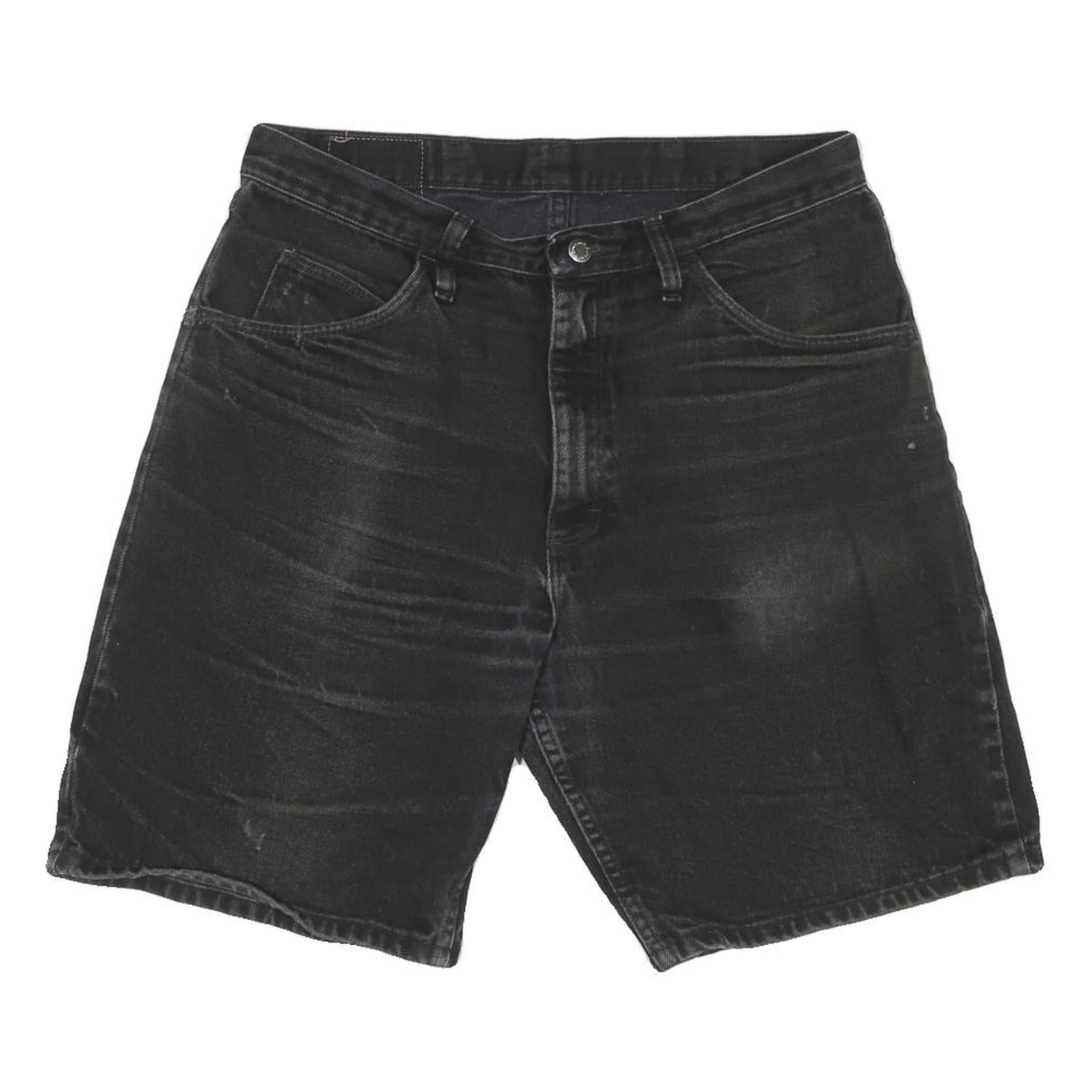 WRANGLER Mens Shorts Black Denim Casual L W34 Vintage Style Cotton Blend