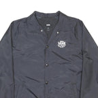 VANS Mens Black Button Polyester Jacket L Woven Classic Coach Retro Casual