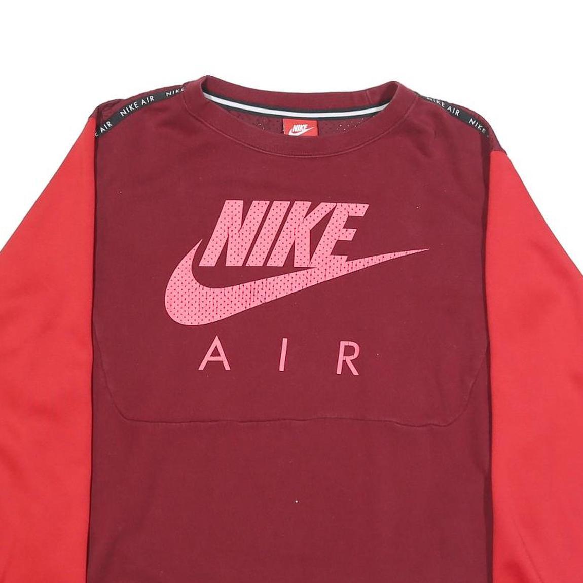 NIKE Mens Maroon & Red Crew Neck L Cotton Blend Sweatshirt Pullover Air Logo