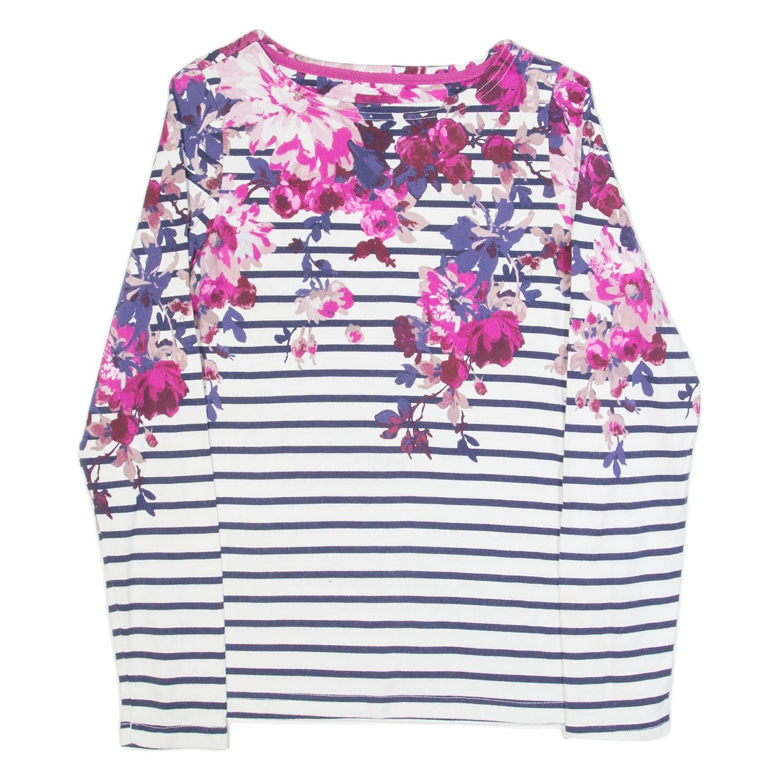 JOULES Womens Patterned Jumper White Striped Tight Knit UK 6