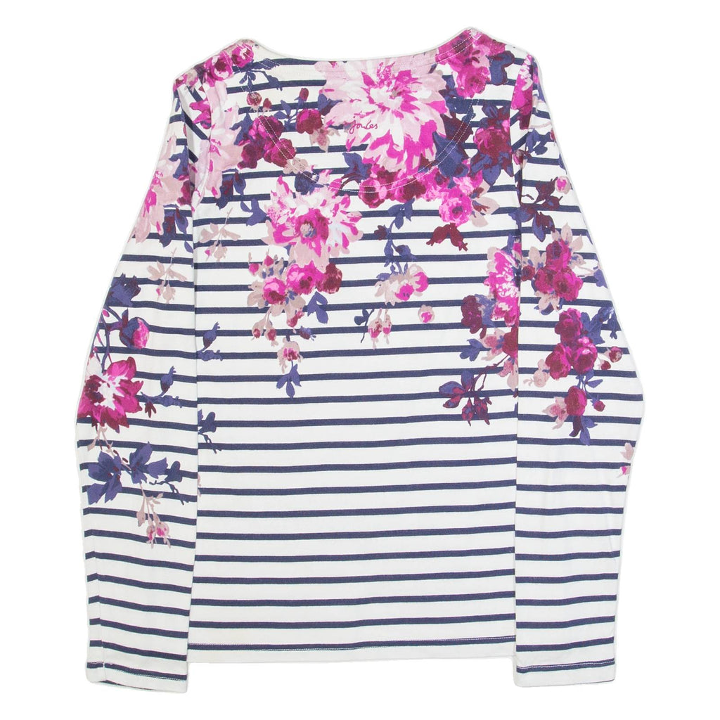 JOULES Womens Patterned Jumper White Striped Tight Knit UK 6