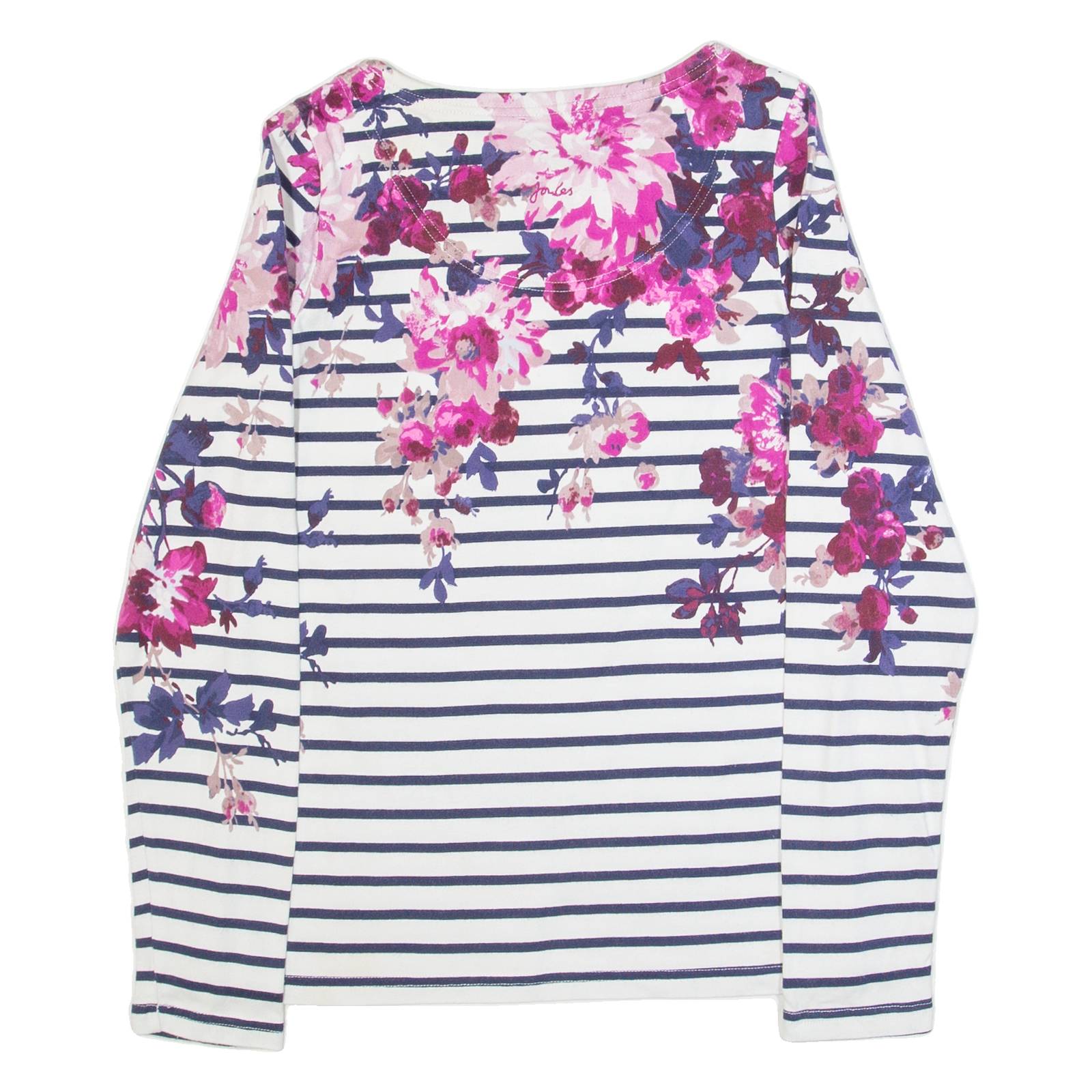 JOULES Womens Patterned Jumper White Striped Tight Knit UK 6