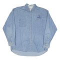 TERRY Mens Blue Denim Logo Cotton Blend Shirt XL Casual Button Up