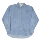 TERRY Mens Blue Denim Logo Cotton Blend Shirt XL Casual Button Up