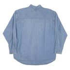 TERRY Mens Blue Denim Logo Cotton Blend Shirt XL Casual Button Up