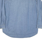 TERRY Mens Blue Denim Logo Cotton Blend Shirt XL Casual Button Up