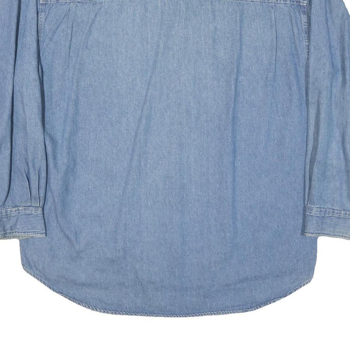 TERRY Mens Blue Denim Logo Cotton Blend Shirt XL Casual Button Up