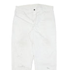DICKIES Mens Cotton Blend White Regular Straight Trousers W36 L31 Workwear Zip