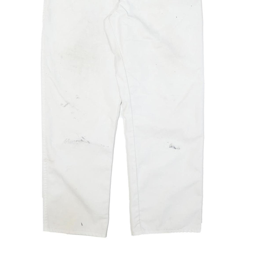 DICKIES Mens Cotton Blend White Regular Straight Trousers W36 L31 Workwear Zip