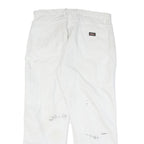 DICKIES Mens Cotton Blend White Regular Straight Trousers W36 L31 Workwear Zip
