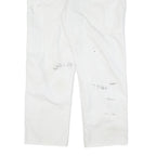 DICKIES Mens Cotton Blend White Regular Straight Trousers W36 L31 Workwear Zip
