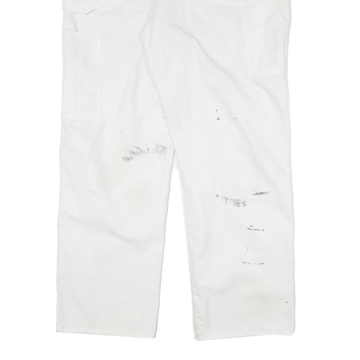 DICKIES Mens Cotton Blend White Regular Straight Trousers W36 L31 Workwear Zip