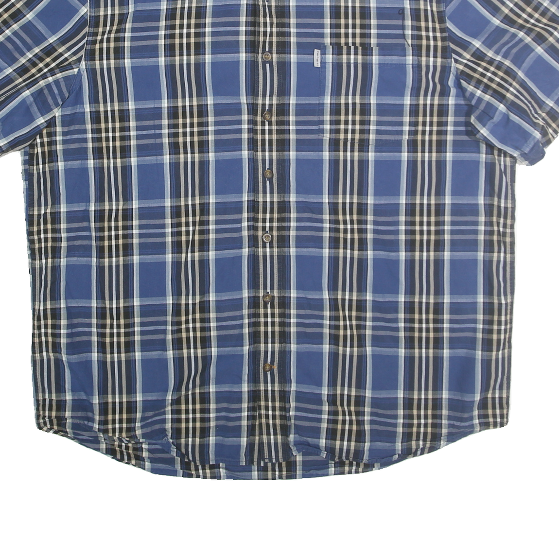 CARHARTT Mens Blue Black Check Short Sleeve Casual Shirt 2XL Cotton Blend
