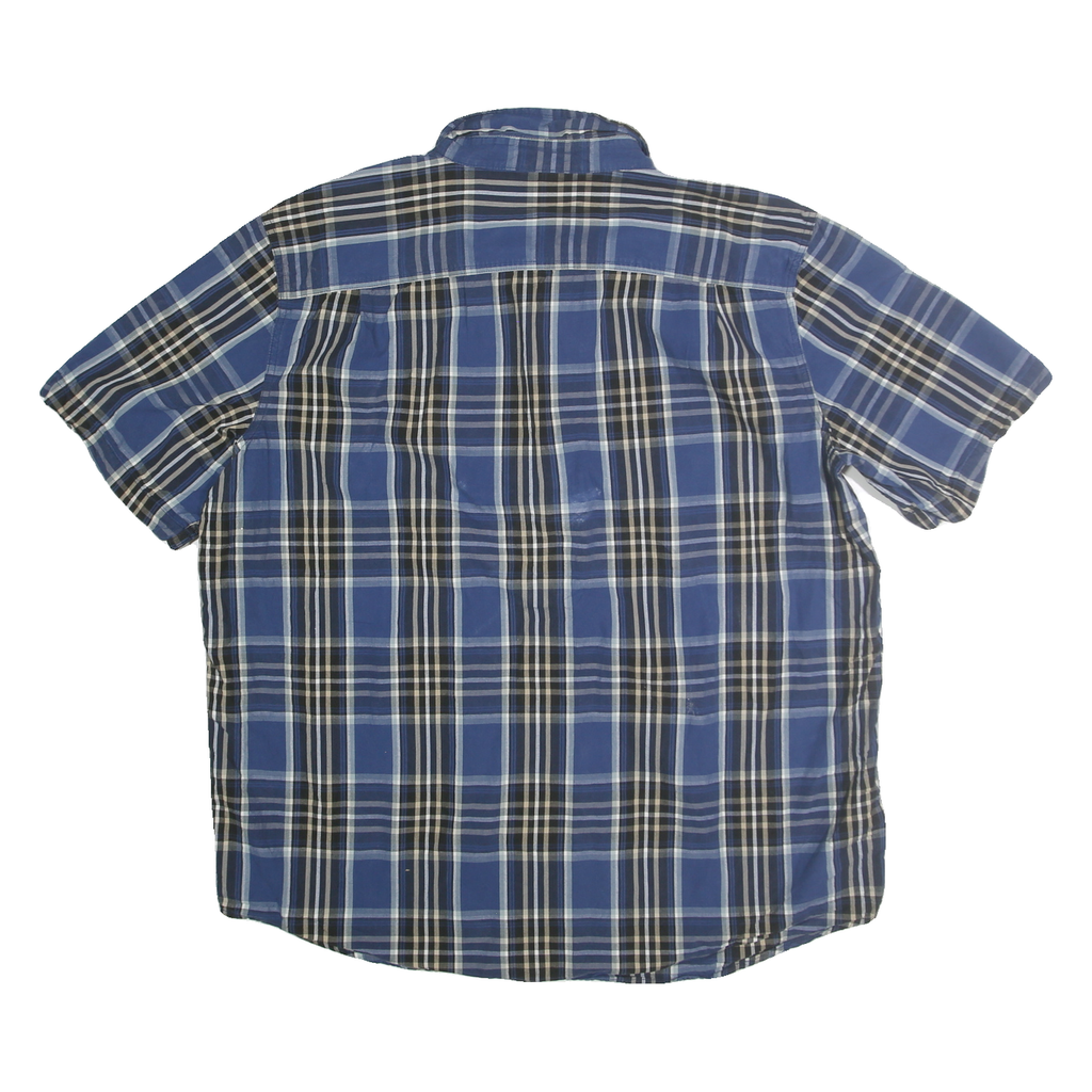 CARHARTT Mens Blue Black Check Short Sleeve Casual Shirt 2XL Cotton Blend