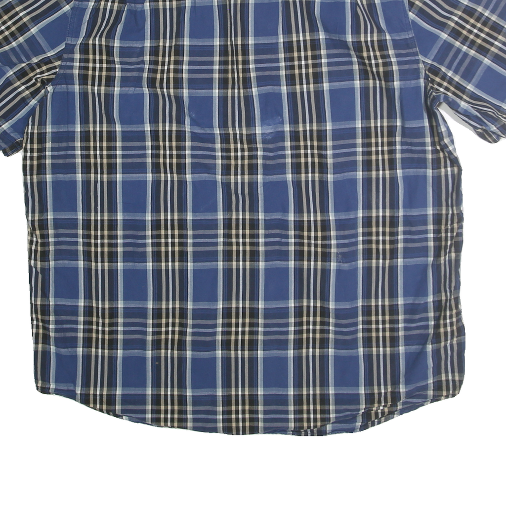 CARHARTT Mens Blue Black Check Short Sleeve Casual Shirt 2XL Cotton Blend