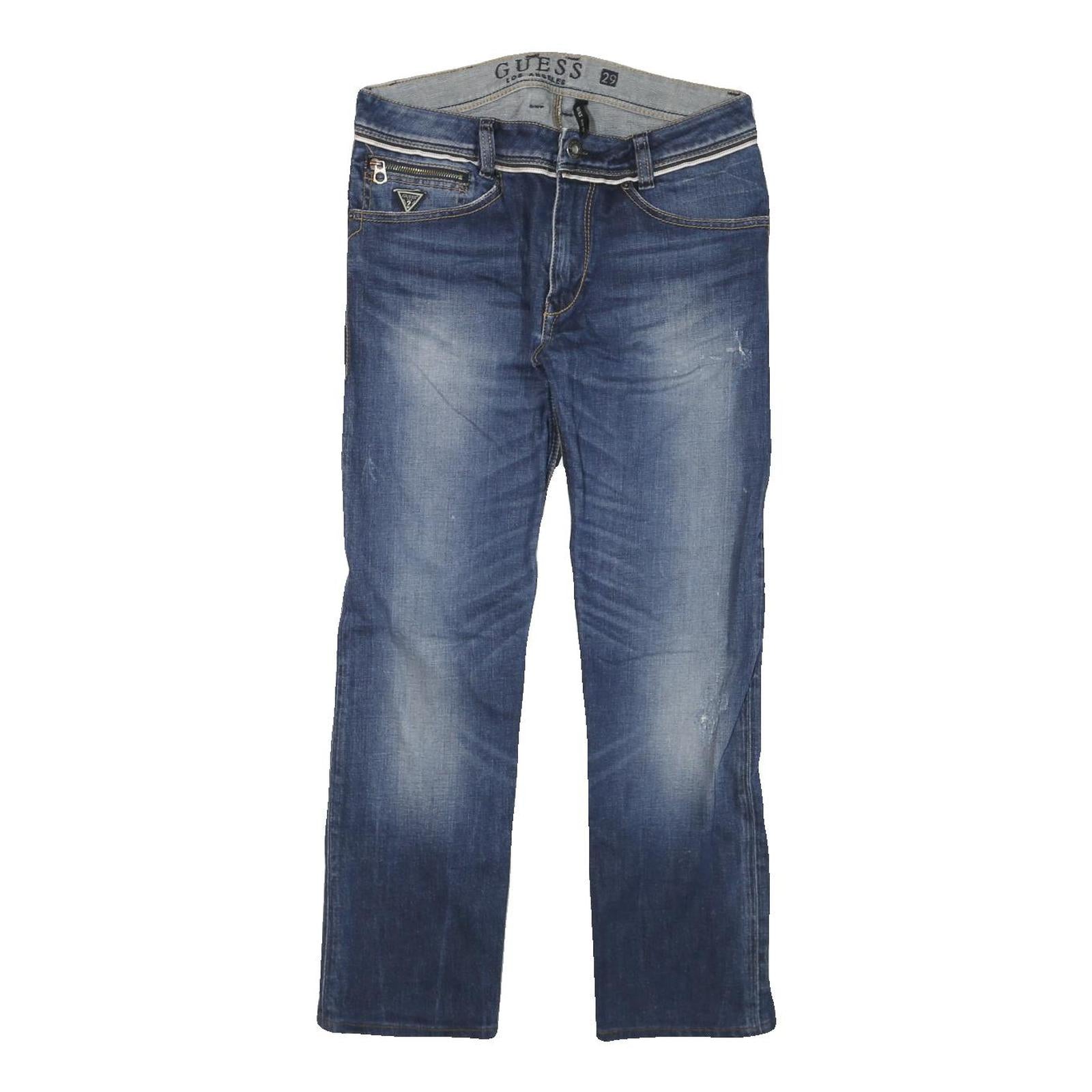 GUESS Womens Regular Blue Denim Medium Wash Jeans W30 L27 Stylish Zip Closure