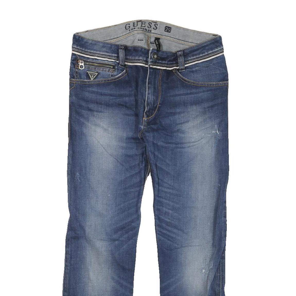 GUESS Womens Regular Blue Denim Medium Wash Jeans W30 L27 Stylish Zip Closure