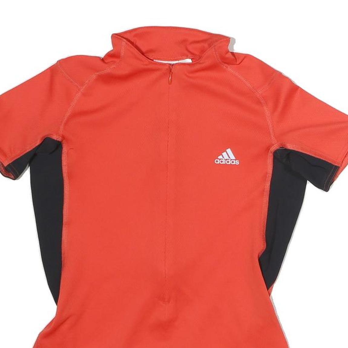 ADIDAS Mens Red & Black Modern T-Shirt S Short Sleeve Half Zip Sportswear