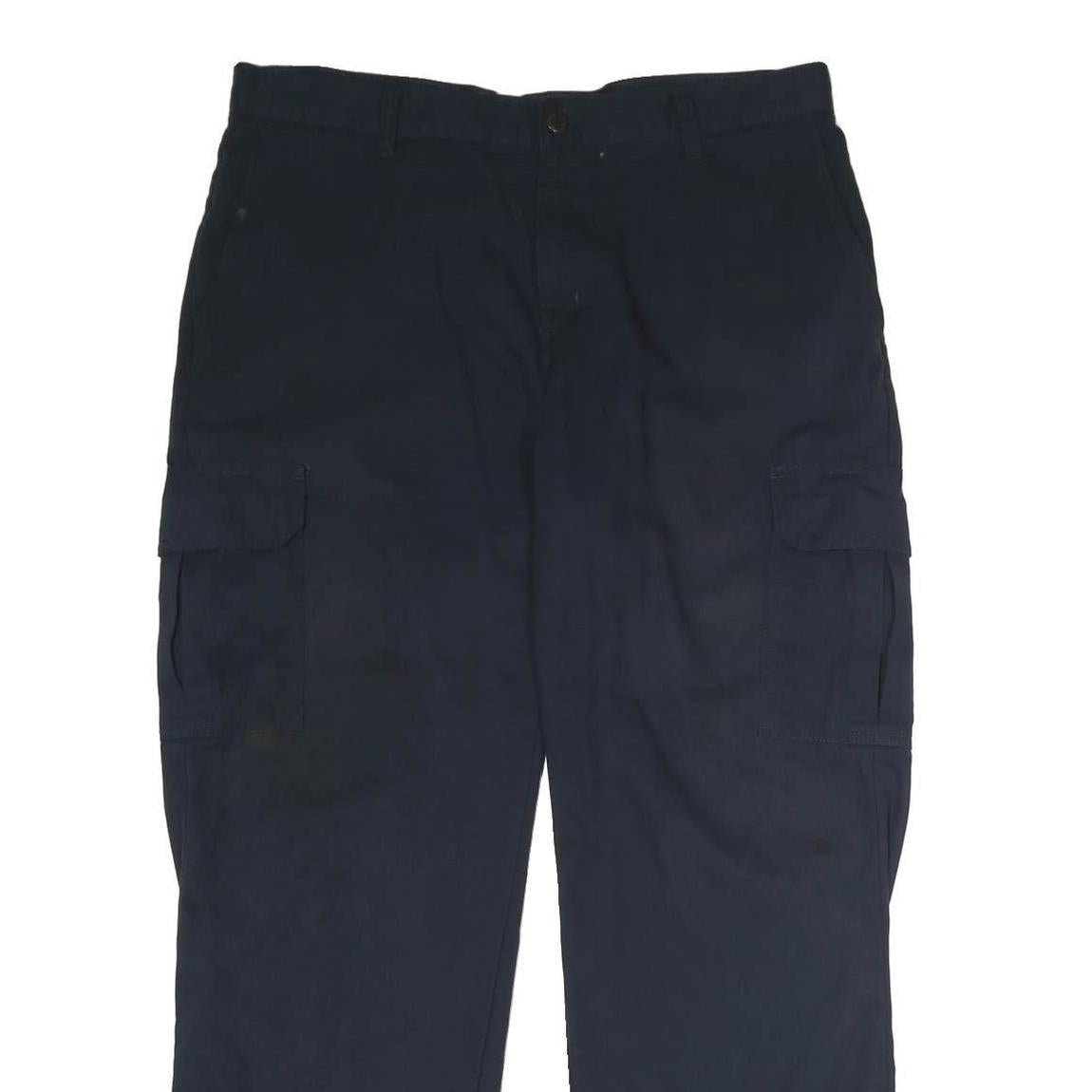 DICKIES Mens Polyester Blend Navy Regular Cargo Trousers W36 L30 Workwear Zip