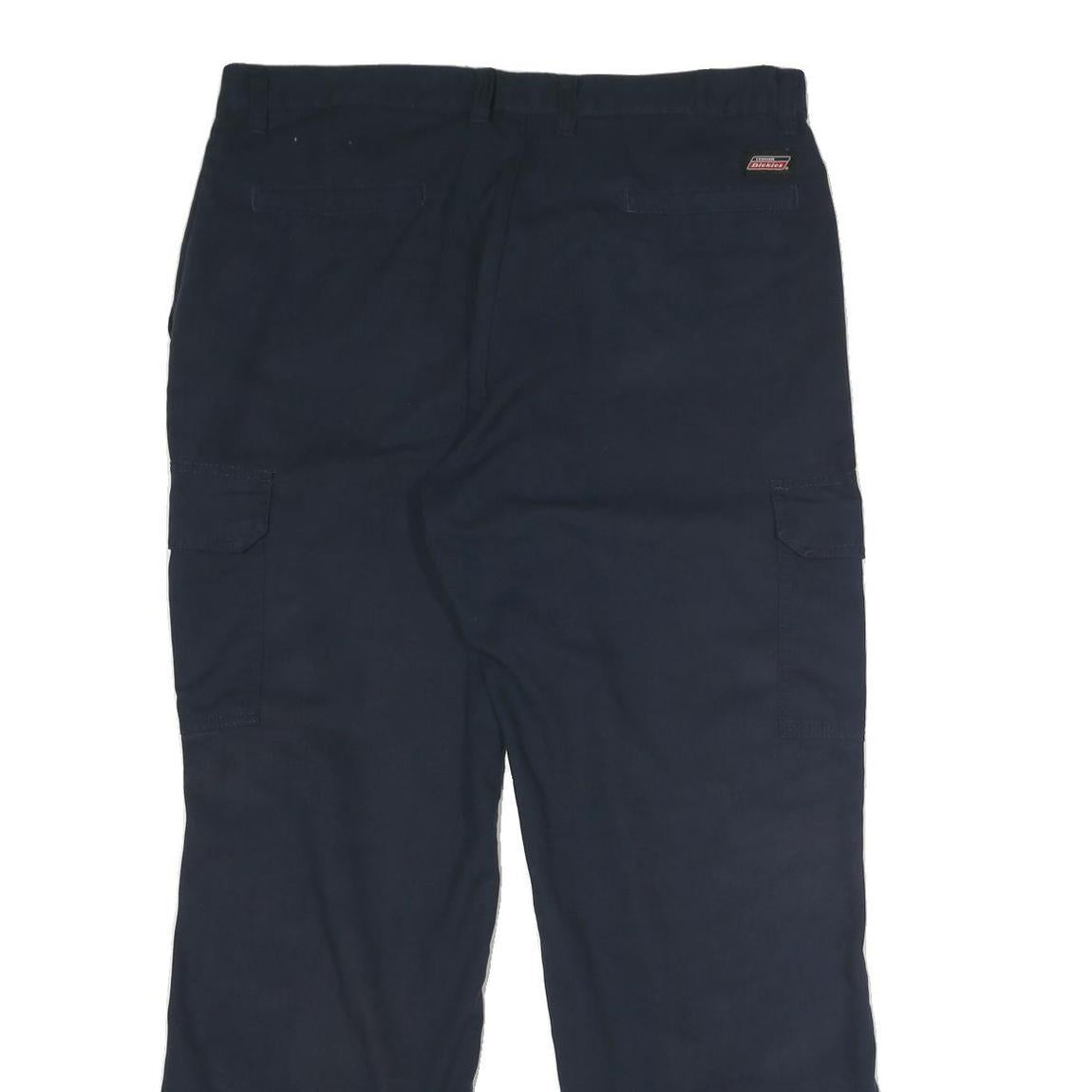 DICKIES Mens Polyester Blend Navy Regular Cargo Trousers W36 L30 Workwear Zip
