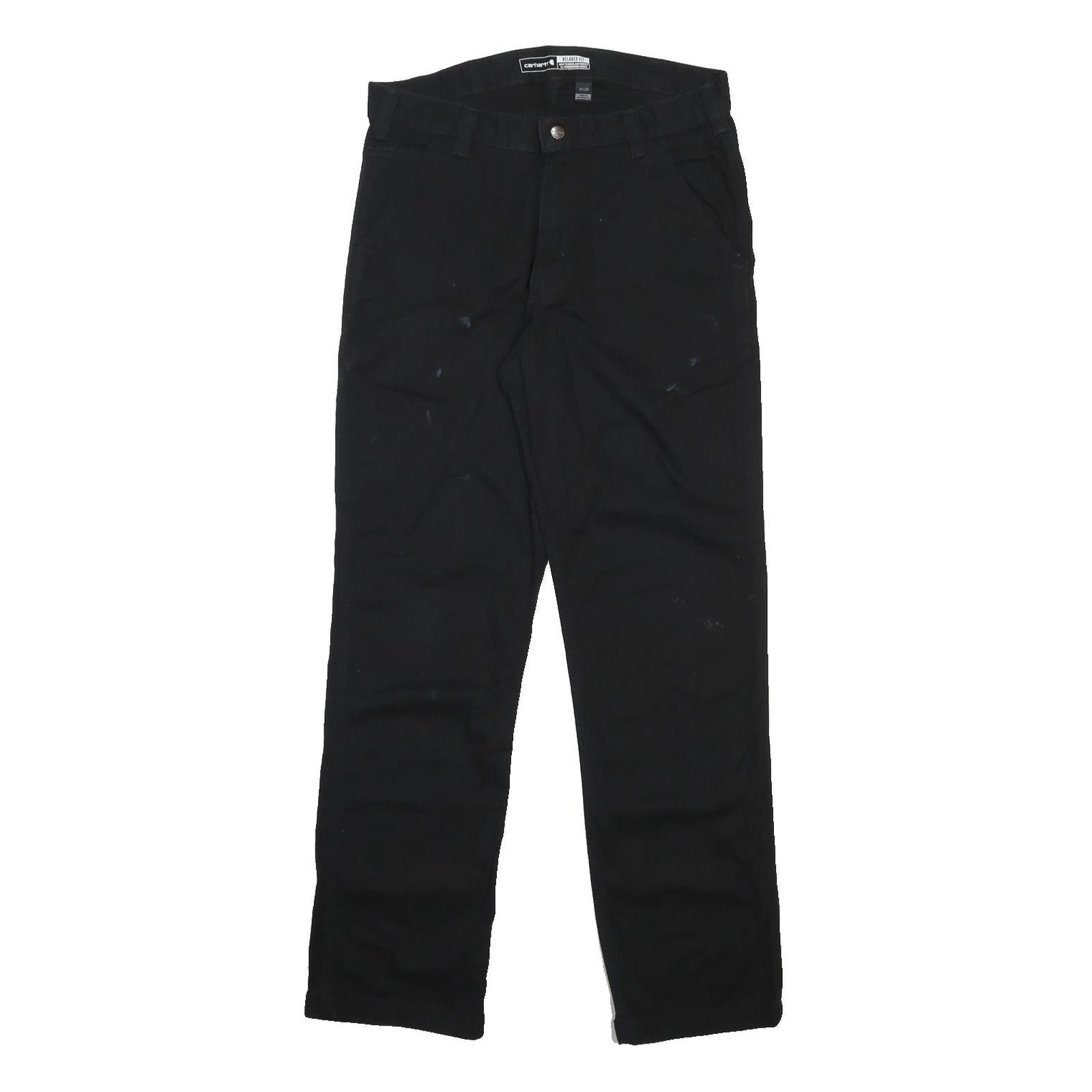 CARHARTT Mens Cotton Blend Black Relaxed Straight Trousers W34 L32 Workwear