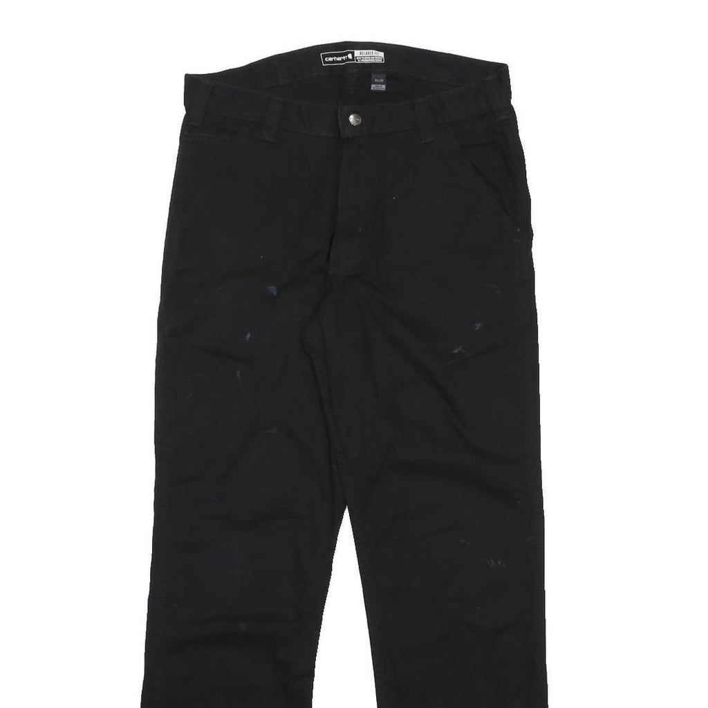 CARHARTT Mens Cotton Blend Black Relaxed Straight Trousers W34 L32 Workwear