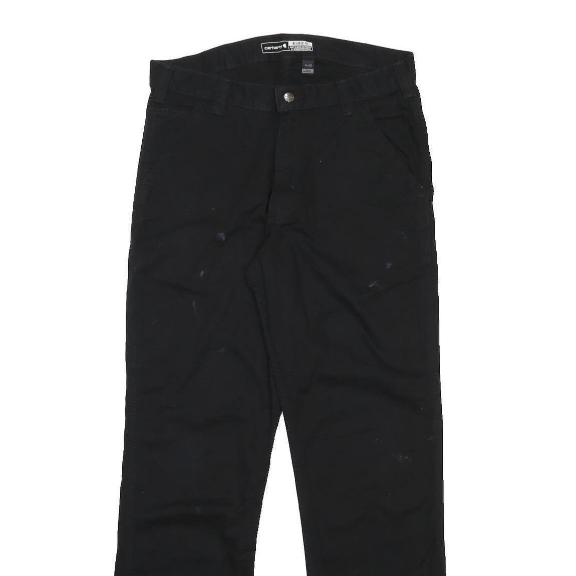 CARHARTT Mens Cotton Blend Black Relaxed Straight Trousers W34 L32 Workwear
