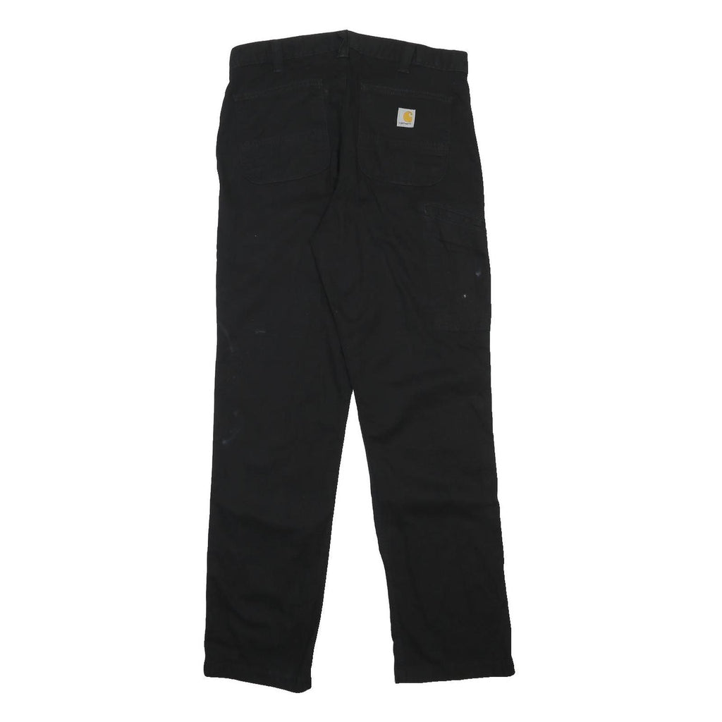CARHARTT Mens Cotton Blend Black Relaxed Straight Trousers W34 L32 Workwear
