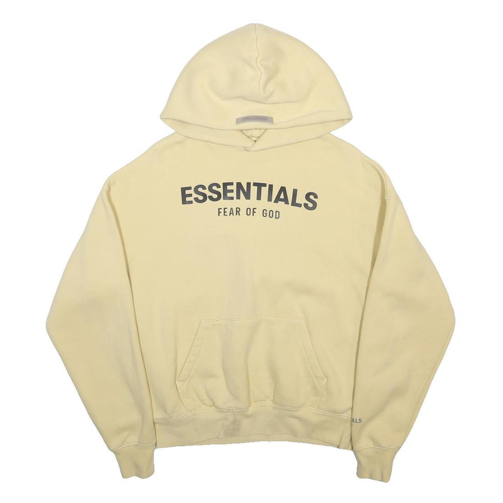 FEAR OF GOD ESSENTIALS Womens Cream Hoodie L Cotton Blend Pullover