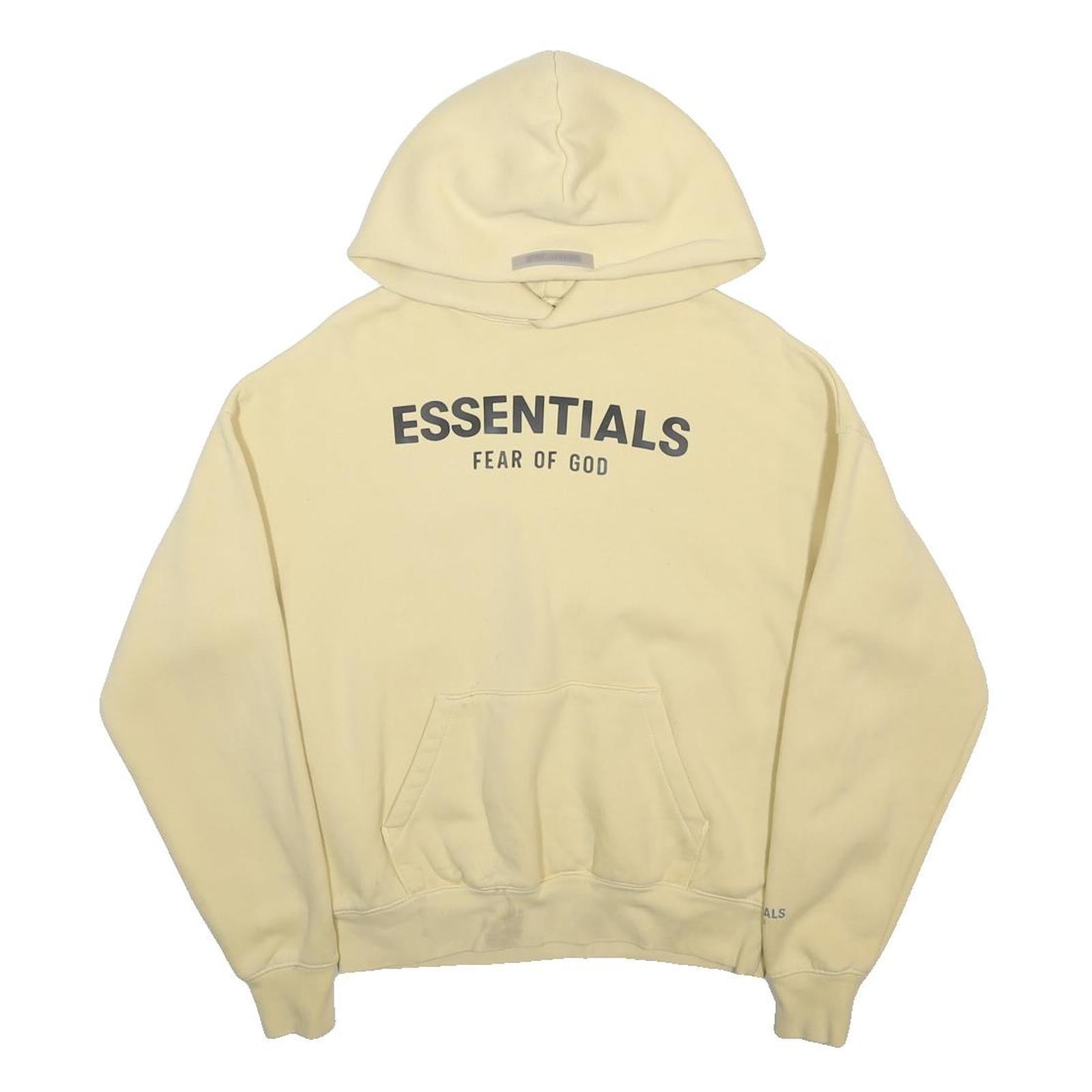 FEAR OF GOD ESSENTIALS Womens Cream Hoodie L Cotton Blend Pullover