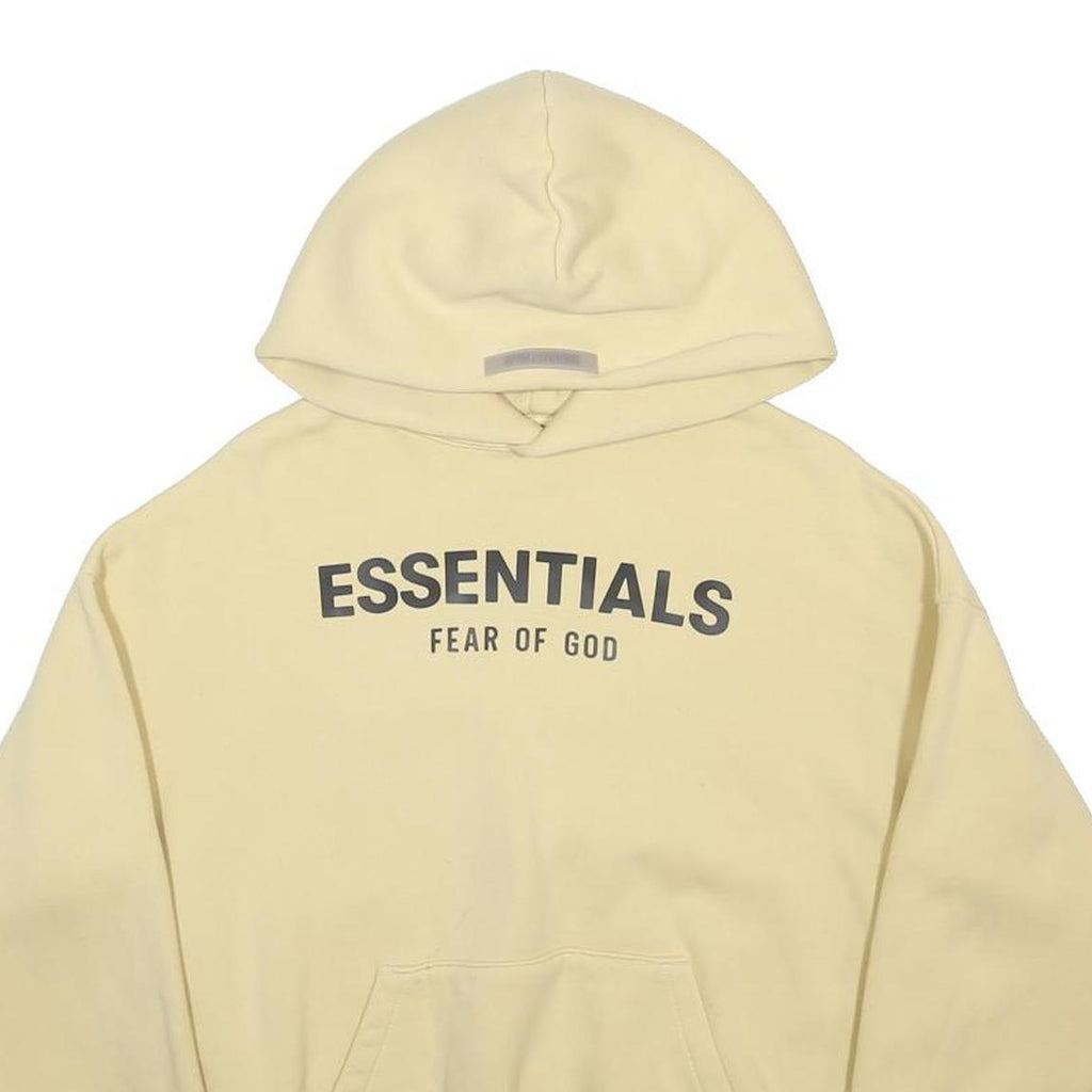 FEAR OF GOD ESSENTIALS Womens Cream Hoodie L Cotton Blend Pullover