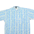 BB SPORT Mens Blue & White Patterned Shirt XL Cotton Summer Casual Short Sleeve