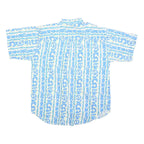 BB SPORT Mens Blue & White Patterned Shirt XL Cotton Summer Casual Short Sleeve