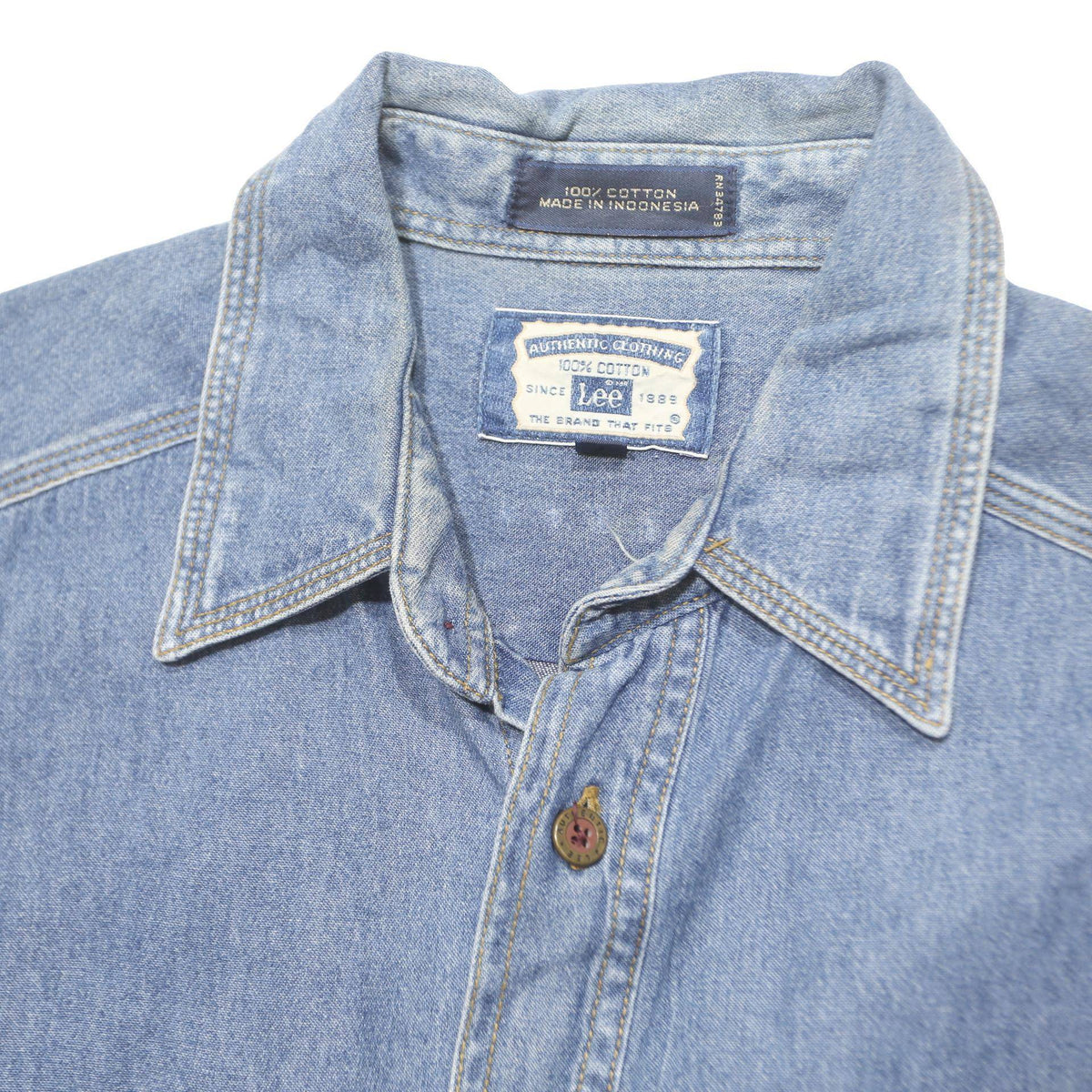 LEE Mens Blue Denim Shirt M Button Long Sleeve Casual Workwear Cotton
