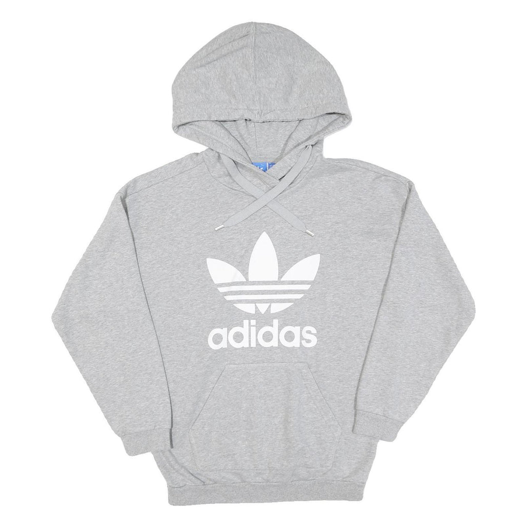 ADIDAS Womens Grey Hoodie UK 10 Cotton Pullover Hooded Sweatshirt