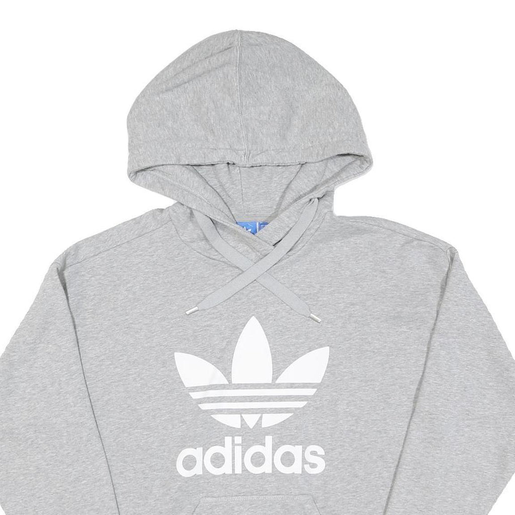 ADIDAS Womens Grey Hoodie UK 10 Cotton Pullover Hooded Sweatshirt