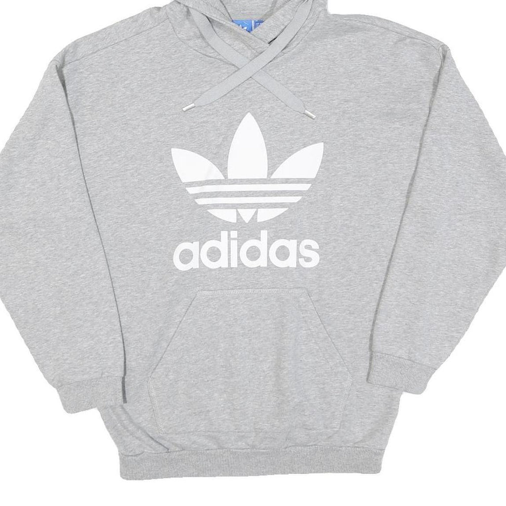 ADIDAS Womens Grey Hoodie UK 10 Cotton Pullover Hooded Sweatshirt