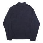 CHAPS Mens Navy Plain Pullover Chunky Knit XL Cotton Jumper Zip Collar