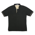 FILA Mens Black & Beige Cotton Short Sleeve Polo Shirt M Classic Logo