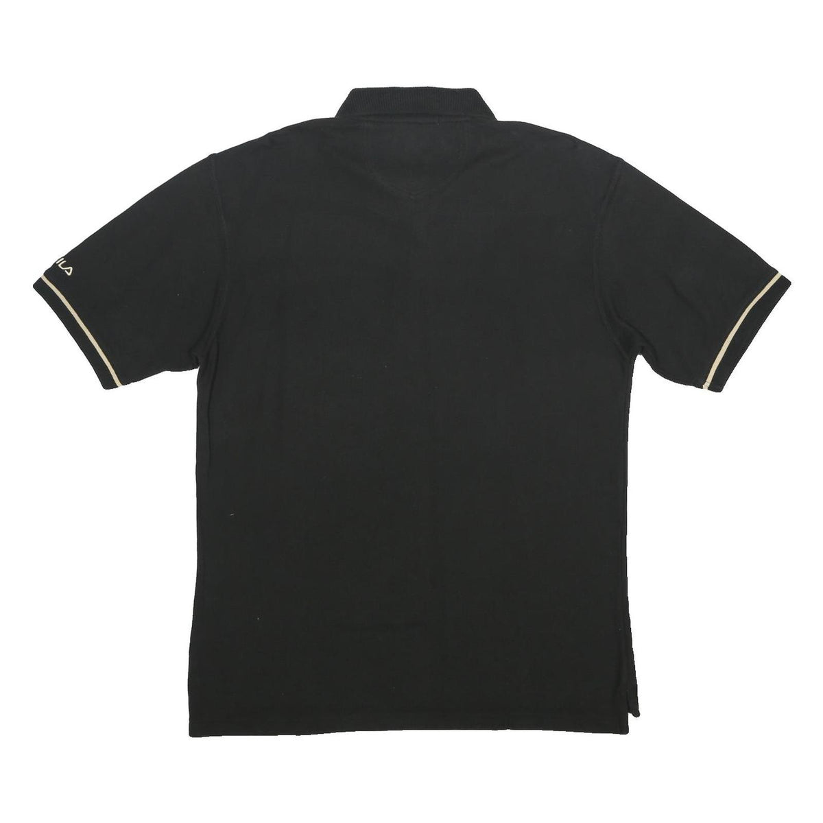FILA Mens Black & Beige Cotton Short Sleeve Polo Shirt M Classic Logo