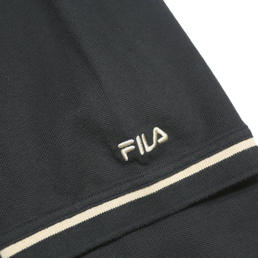 FILA Mens Black & Beige Cotton Short Sleeve Polo Shirt M Classic Logo