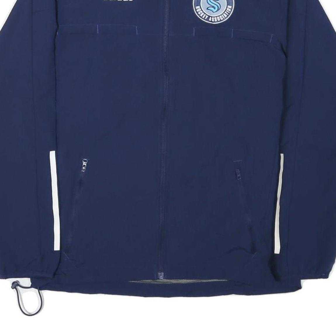ADIDAS Mens Navy Blue Kraken Youth Hockey Association Track Jacket L Polyester